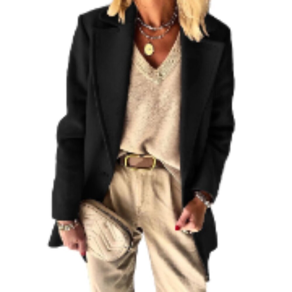 Wool Blended Blazer Pea Coat Business Casual Jacket